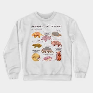 Armadillo Species of the World (light background) Crewneck Sweatshirt